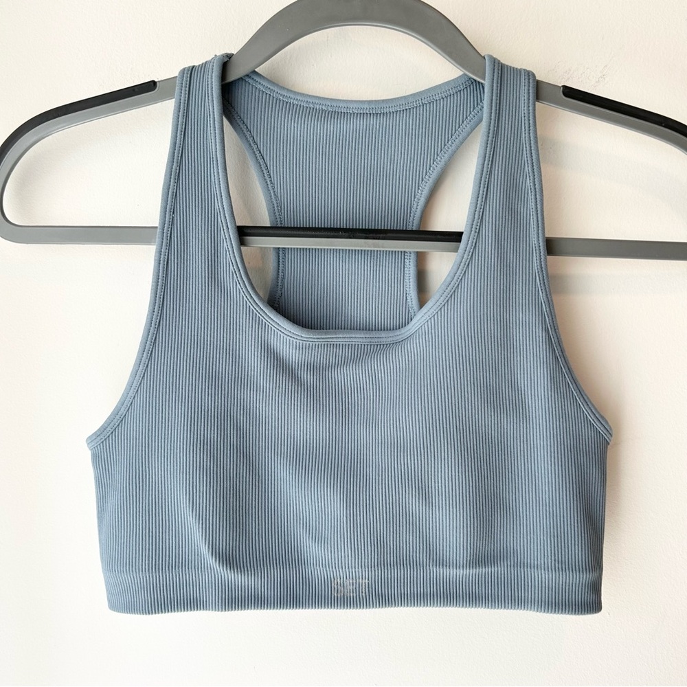 Set Active Sculptflex Ribbed Sports Bra Blue Size Large